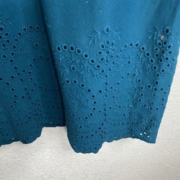 J.Jill Women Shift Dress Small Soft Eyelet Trimmed Bell Sleeve Pacific Small - Picture 4 of 9